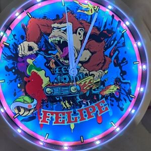 Donkey Kong Vibrant Blue and Red Wall Clock